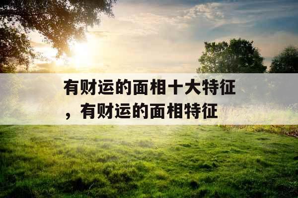 有财运的面相十大特征,有财运的面相特征 有财运的面相十大特征,有财运的面相特征