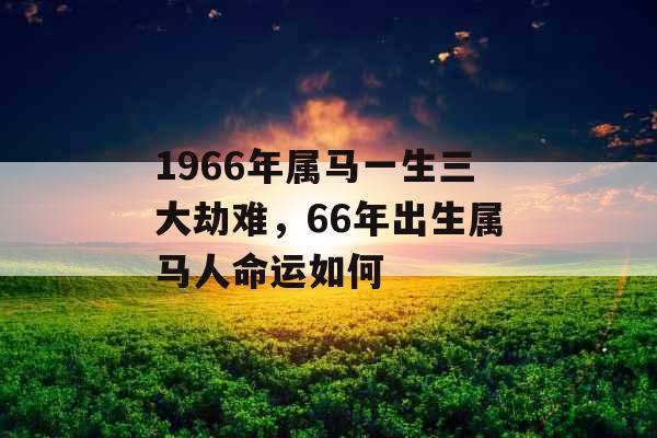 1966年属马一生三大劫难,66年出生属马人命运如何 1966年属马一生三大劫难,66年出生属马人命运如何