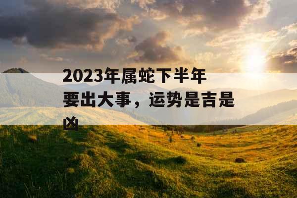 2023年属蛇下半年要出大事,运势是吉是凶 2023年属蛇下半年要出大事,运势是吉是凶