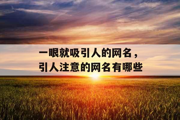 一眼就吸引人的网名，引人注意的网名有哪些