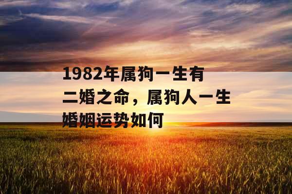 1982年属狗一生有二婚之命，属狗人一生婚姻运势如何