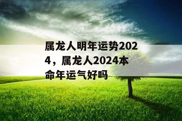 属龙人明年运势2024，属龙人2024本命年运气好吗