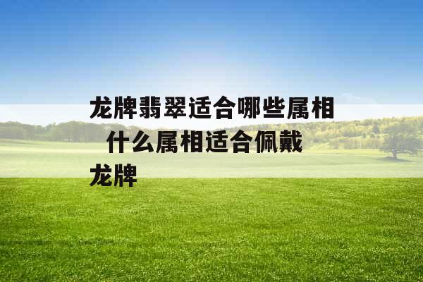 龙牌翡翠适合哪些属相  什么属相适合佩戴龙牌