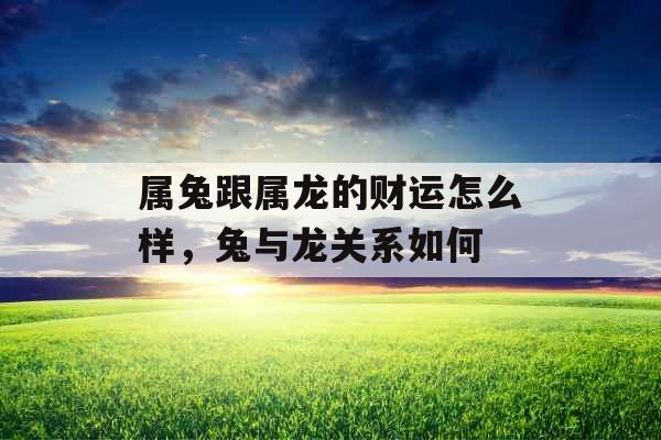 属兔跟属龙的财运怎么样，兔与龙关系如何