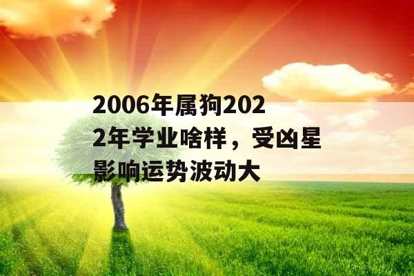 2006年属狗2022年学业啥样，受凶星影响运势波动大