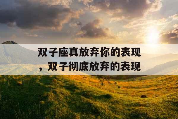 双子座真放弃你的表现,双子彻底放弃的表现 双子座真放弃你的表现,双子彻底放弃的表现