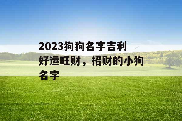 2023狗狗名字吉利好运旺财,招财的小狗名字 2023狗狗名字吉利好运旺财,招财的小狗名字