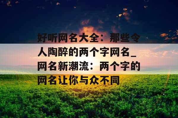 好听网名大全：那些令人陶醉的两个字网名_网名新潮流：两个字的网名让你与众不同