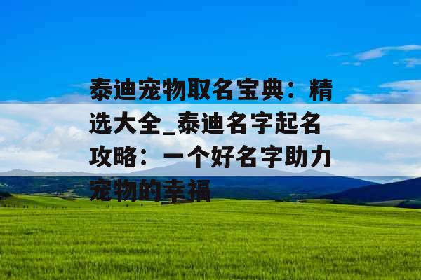 泰迪宠物取名宝典：精选大全_泰迪名字起名攻略：一个好名字助力宠物的幸福