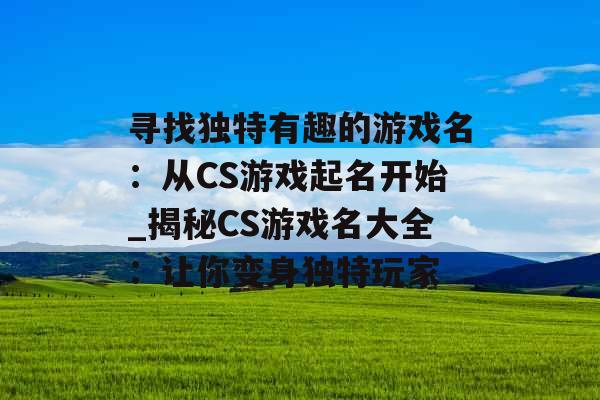 寻找独特有趣的游戏名：从CS游戏起名开始_揭秘CS游戏名大全：让你变身独特玩家