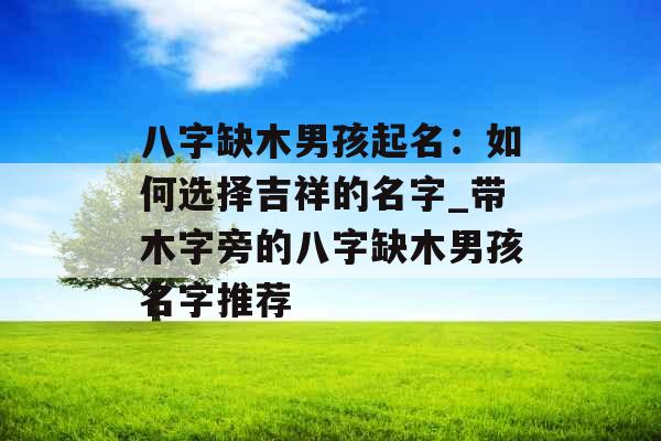 八字缺木男孩起名：如何选择吉祥的名字_带木字旁的八字缺木男孩名字推荐