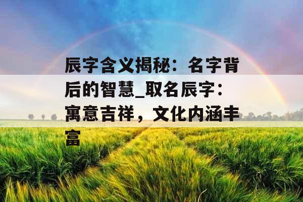 辰字含义揭秘：名字背后的智慧_取名辰字：寓意吉祥，文化内涵丰富