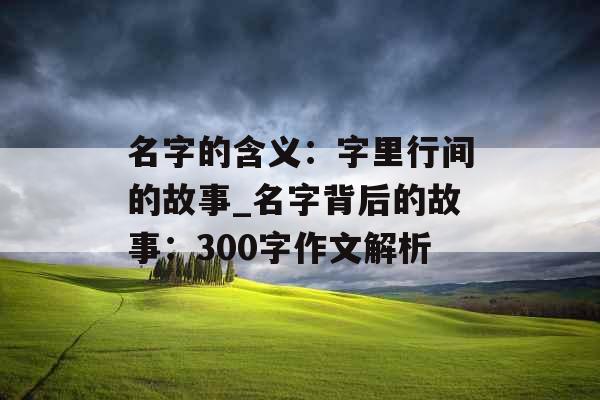 名字的含义：字里行间的故事_名字背后的故事：300字作文解析