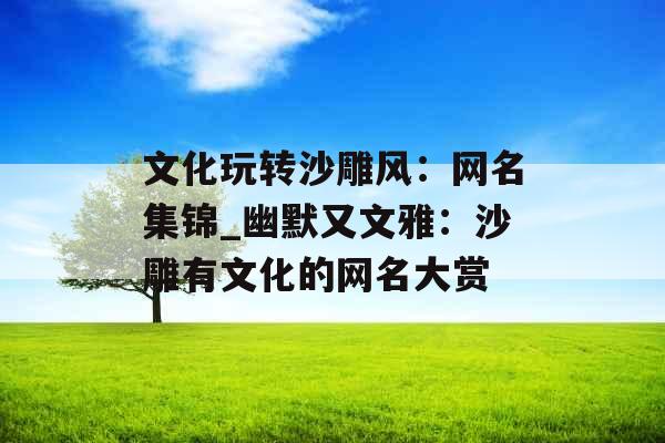 文化玩转沙雕风：网名集锦_幽默又文雅：沙雕有文化的网名大赏