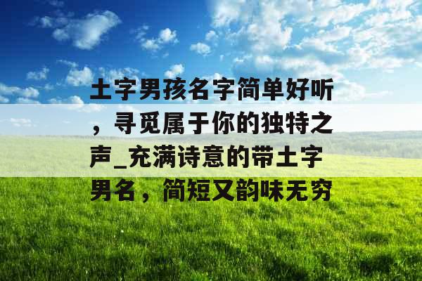 土字男孩名字简单好听，寻觅属于你的独特之声_充满诗意的带土字男名，简短又韵味无穷