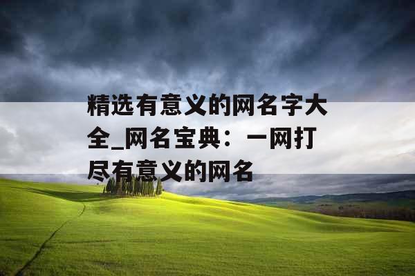 精选有意义的网名字大全_网名宝典：一网打尽有意义的网名