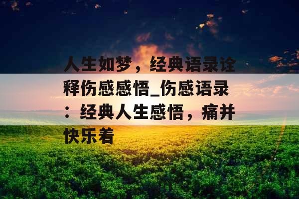 人生如梦，经典语录诠释伤感感悟_伤感语录：经典人生感悟，痛并快乐着