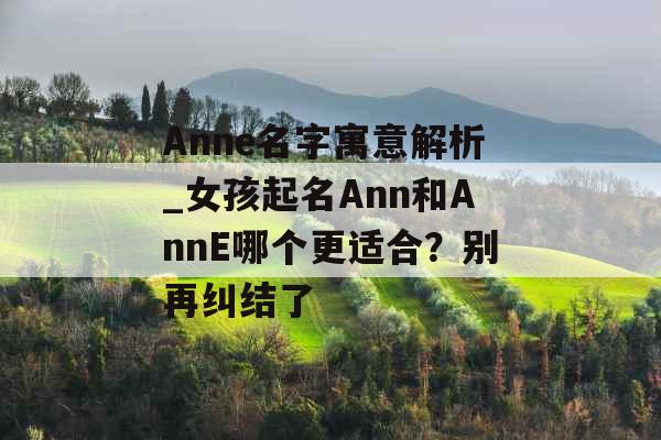 Anne名字寓意解析_女孩起名Ann和AnnE哪个更适合？别再纠结了