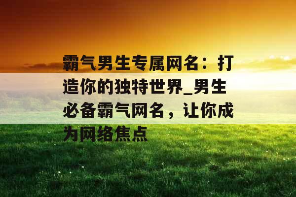 霸气男生专属网名：打造你的独特世界_男生必备霸气网名，让你成为网络焦点