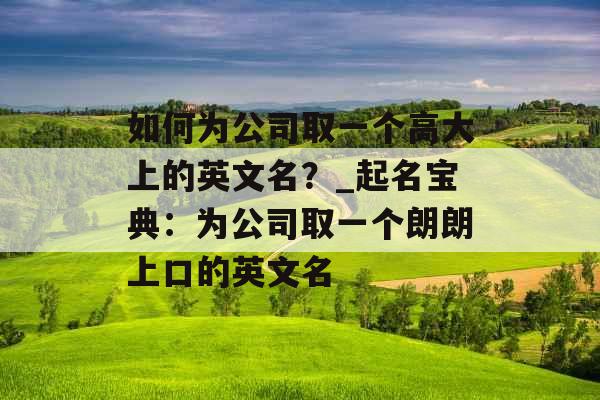 如何为公司取一个高大上的英文名？_起名宝典：为公司取一个朗朗上口的英文名