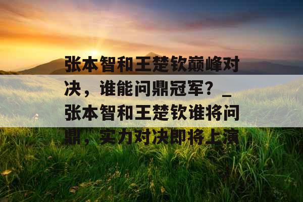 张本智和王楚钦巅峰对决，谁能问鼎冠军？_张本智和王楚钦谁将问鼎，实力对决即将上演