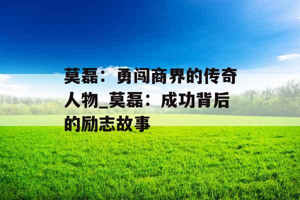 莫磊：勇闯商界的传奇人物_莫磊：成功背后的励志故事