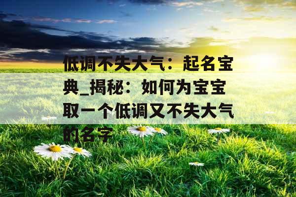 低调不失大气：起名宝典_揭秘：如何为宝宝取一个低调又不失大气的名字