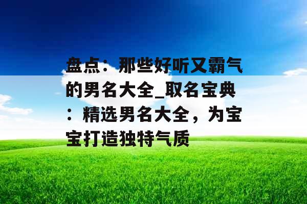 盘点：那些好听又霸气的男名大全_取名宝典：精选男名大全，为宝宝打造独特气质