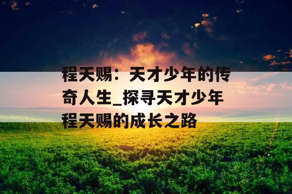 程天赐:天才少年的传奇人生_探寻天才少年程天赐的成长之路 程天赐:天才少年的传奇人生_探寻天才少年程天赐的成长之路