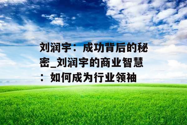 刘润宇：成功背后的秘密_刘润宇的商业智慧：如何成为行业领袖