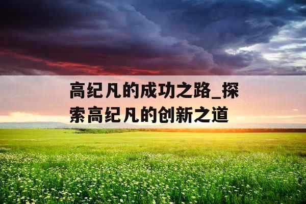 高纪凡的成功之路_探索高纪凡的创新之道