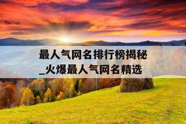最人气网名排行榜揭秘_火爆最人气网名精选 最人气网名排行榜揭秘_火爆最人气网名精选