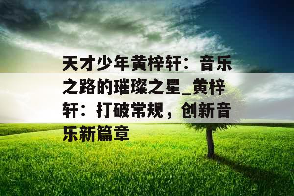 天才少年黄梓轩:音乐之路的璀璨之星_黄梓轩:打破常规,创新音乐新篇章 天才少年黄梓轩:音乐之路的璀璨之星_黄梓轩:打破常规,创新音乐新篇章