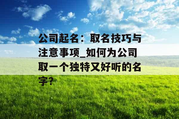 公司起名：取名技巧与注意事项_如何为公司取一个独特又好听的名字？