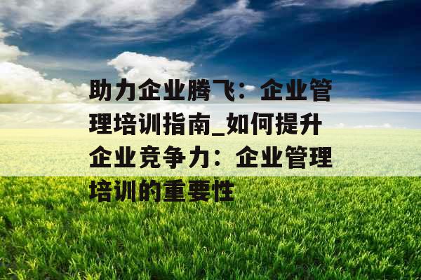 助力企业腾飞：企业管理培训指南_如何提升企业竞争力：企业管理培训的重要性