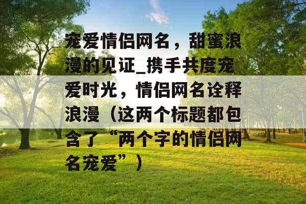 宠爱情侣网名，甜蜜浪漫的见证_携手共度宠爱时光，情侣网名诠释浪漫（这两个标题都包含了“两个字的情侣网名宠爱”）