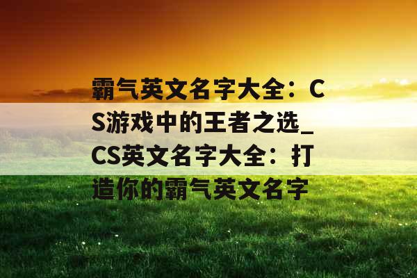 霸气英文名字大全：CS游戏中的王者之选_CS英文名字大全：打造你的霸气英文名字