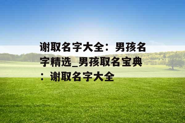 谢取名字大全：男孩名字精选_男孩取名宝典：谢取名字大全