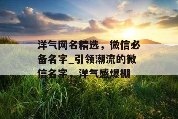 洋气网名精选,微信必备名字_引领潮流的微信名字,洋气感爆棚 洋气网名精选,微信必备名字_引领潮流的微信名字,洋气感爆棚