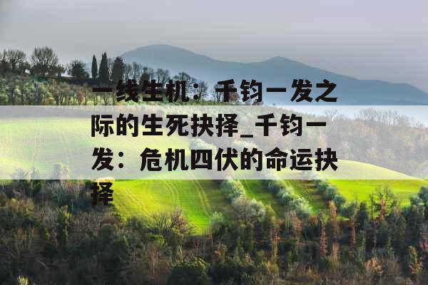 一线生机:千钧一发之际的生死抉择_千钧一发:危机四伏的命运抉择 一线生机:千钧一发之际的生死抉择_千钧一发:危机四伏的命运抉择