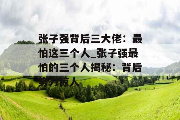 张子强背后三大佬:最怕这三个人_张子强最怕的三个人揭秘:背后势力惊人 张子强背后三大佬:最怕这三个人_张子强最怕的三个人揭秘:背后势力惊人