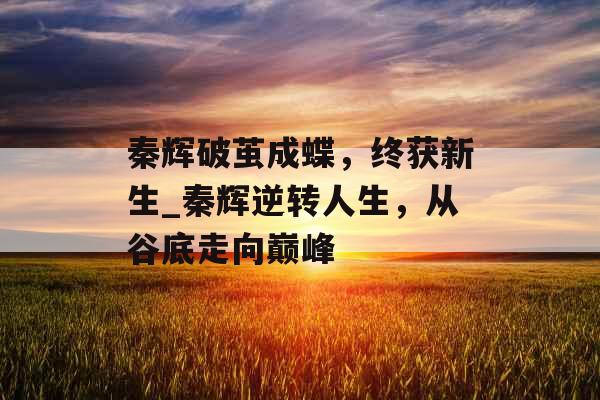 秦辉破茧成蝶,终获新生_秦辉逆转人生,从谷底走向巅峰 秦辉破茧成蝶,终获新生_秦辉逆转人生,从谷底走向巅峰