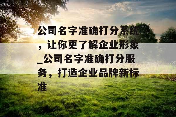 公司名字准确打分系统,让你更了解企业形象_公司名字准确打分服务,打造企业品牌新标准 公司名字准确打分系统,让你更了解企业形象_公司名字准确打分服务,打造企业品牌新标准