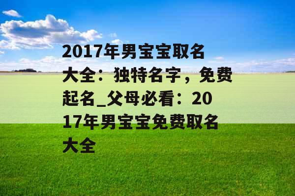 2017年男宝宝取名大全：独特名字，免费起名_父母必看：2017年男宝宝免费取名大全