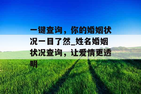 一键查询，你的婚姻状况一目了然_姓名婚姻状况查询，让爱情更透明