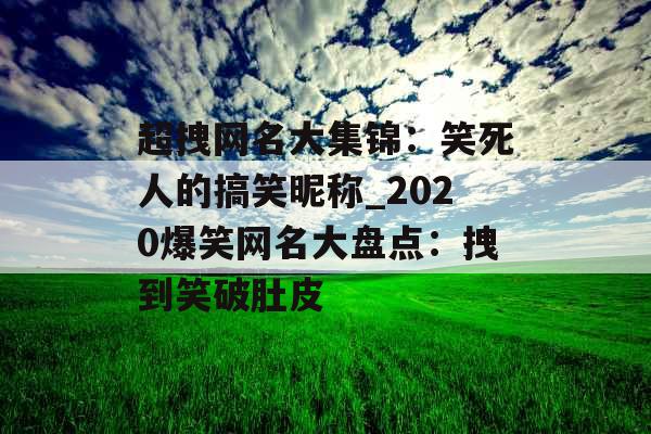 超拽网名大集锦：笑死人的搞笑昵称_2020爆笑网名大盘点：拽到笑破肚皮