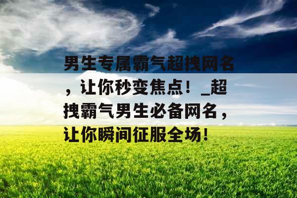 男生专属霸气超拽网名，让你秒变焦点！_超拽霸气男生必备网名，让你瞬间征服全场！