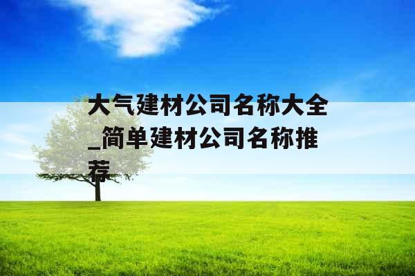 大气建材公司名称大全_简单建材公司名称推荐