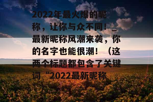 2022年最火爆的昵称，让你与众不同！_最新昵称风潮来袭，你的名字也能很潮！（这两个标题都包含了关键词“2022最新昵称”）