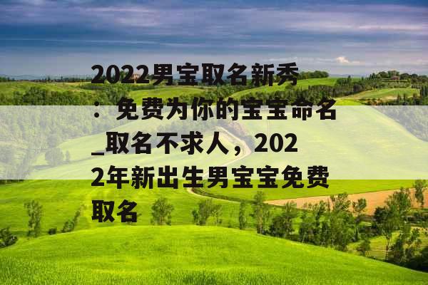 2022男宝取名新秀：免费为你的宝宝命名_取名不求人，2022年新出生男宝宝免费取名